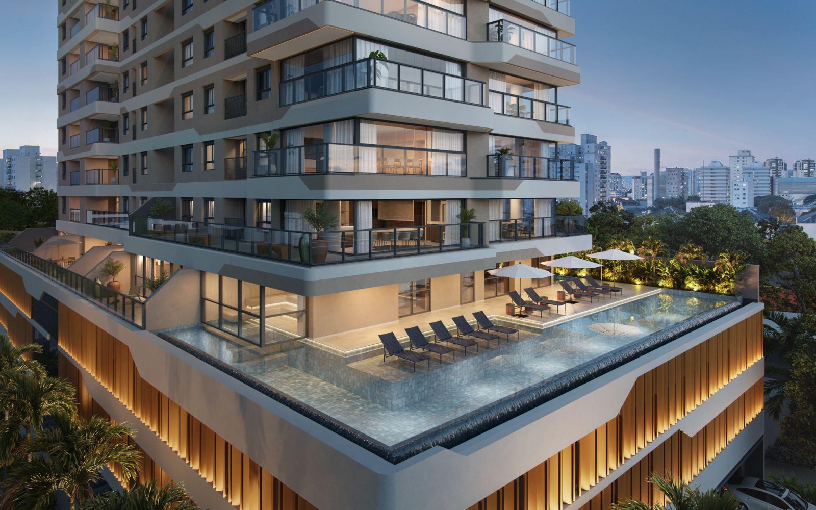 Piscina de borda infinita com 25 m