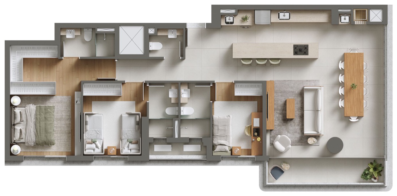 Planta do apartamento Final 01 · 6º ao 25º andar, 121 m²